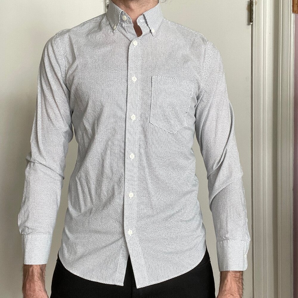 Men's 1901 Trim Fit Montlake Wash Printed Button Up Shirt Size Small S Blue Dot